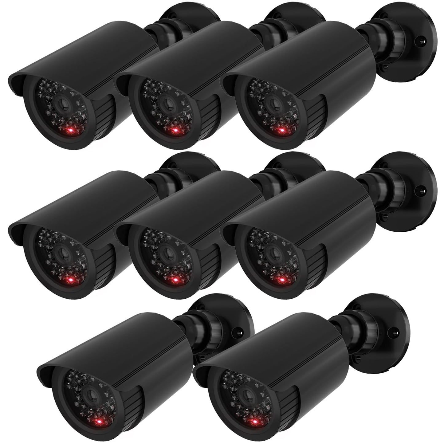 WALI Dummy Fake Simulated Surveillance Security CCTV Dome Camera Indoor Outdoor with One LED Light, Warning Security Alert Sticker Decal (TC-B8), 8