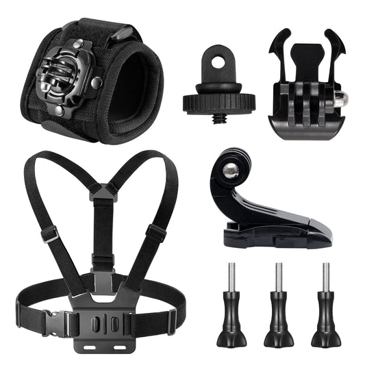 AKASO Action Camera Accessories Kit with Wrist Strap and Chest Strap Compatible AKASO EK7000/EK7000 Pro/Brave 4/Brave 4 Pro/Brave 7 LE/Brave 7/Brave