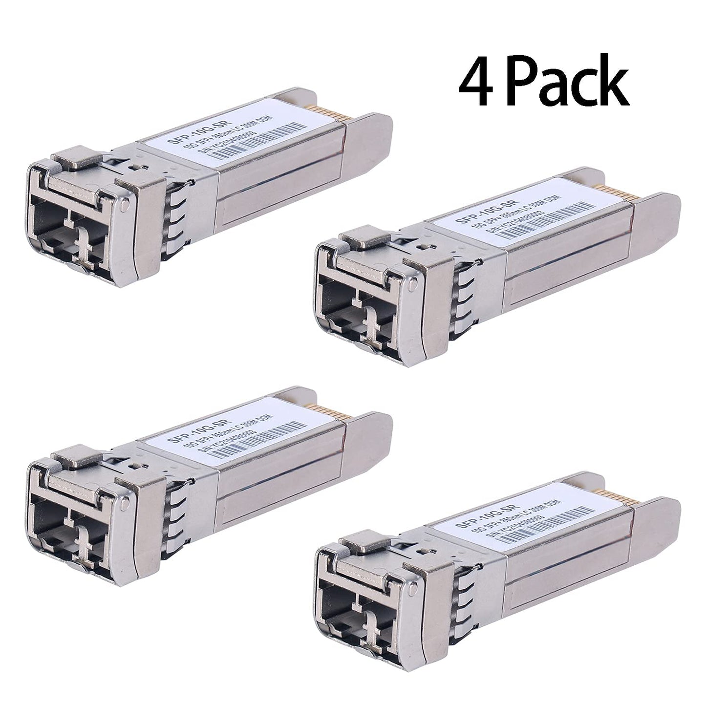 4Pack 10GBase-SR SFP+ Transceiver, SFP Multi-Mode LC Module, 10G 850nm MMF up to 300 Meters, Compatible with Cisco SFP-10G-SR,Meraki