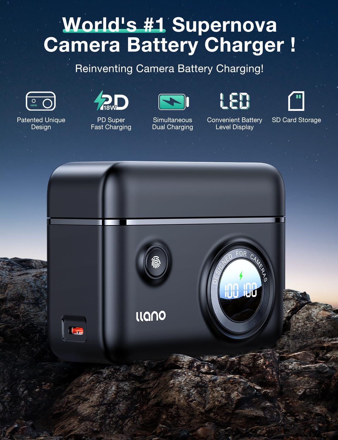 llano LP-E8 18W Fast Dual Battery Charger for Canon EOS Rebel T3i, T2i, T4i, T5i, 550D, 600D, 650D, 700D DSLR Digital Camera