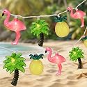 PASUTO Summer Beach Hawaiian String Lights, 10 LED Tropical String Lights, Hawaiian Tropical Beach Pool Party Decorations, Flamingo Pineapple Palm