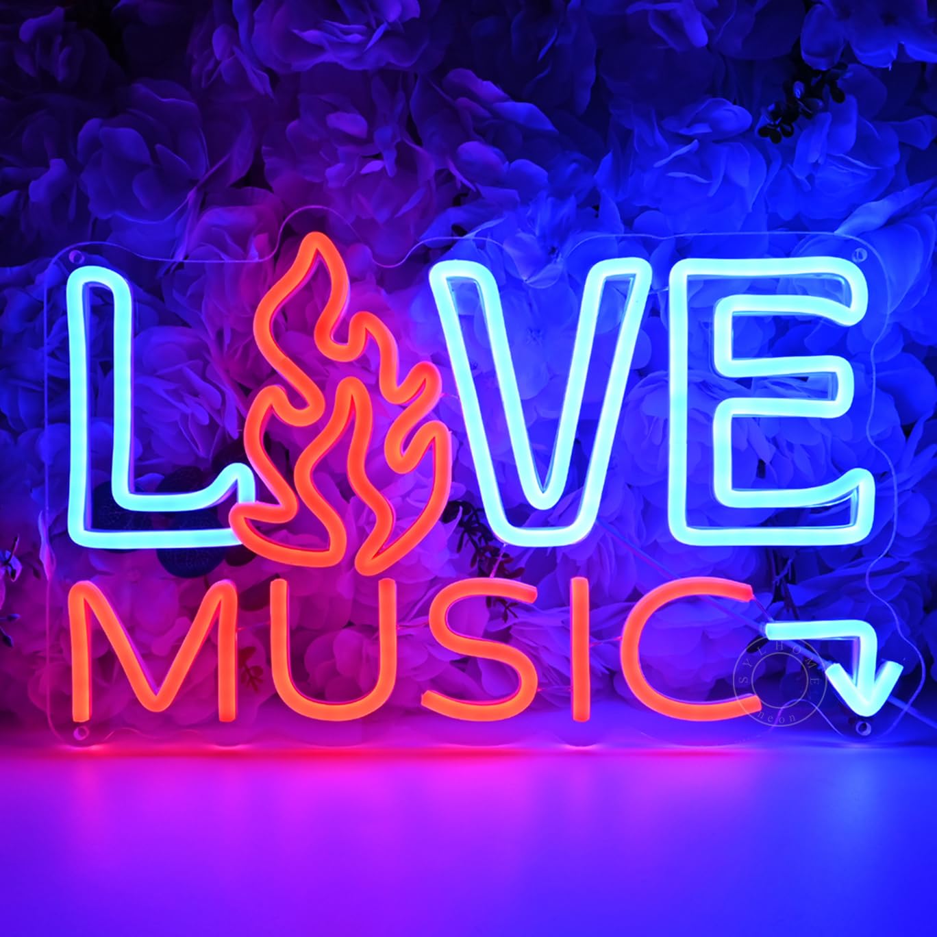 SYLHOME Live Music Led Neon Light Sign Fire Hot Bar Pub Music Studio Club Bedroom Wall Decor Sign Game Room Birthday Christmas Party Decoration 15.75"