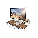 CRAFT KITTIES Monitor Stand with 4 USB Ports Walnut Wood Riser for iMac Laptop Computer Monitor - A Sturdy Computer Stand to Elevate Your Screen