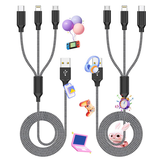 Firsting Multi Charging Cable,(2Pack 4FT) 3 in 1 Charging Cable for Multiple Devices, Nylon Braided Universal Charger Phone Charger Cord…