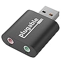 Plugable USB Audio Adapter with 3.5mm Speaker-Headphone and Microphone Jack, Add an External Stereo Sound Card to Any PC, Compatible with Windows
