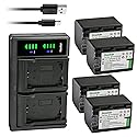 Kastar 4-Pack Battery and LTD2 USB Charger Replacement for Sony NP-FV30, NP-FV50, NP-FV70, NP-FV90, NP-FV100 Battery, Sony BC-TRV, BC-VH1, AC-VQH10