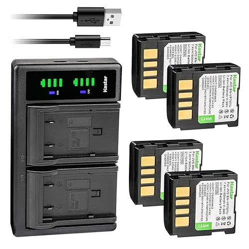 Kastar 4-Pack BN-VF707 Battery and LTD2 USB Charger Replacement for JVC GZ-MG50EY GZ-MG50EZ GZ-MG50U GZ-MG50US GZ-MG55 GZ-MG55U GZ-MG55US GZ-MG57