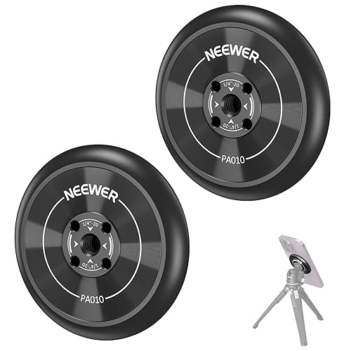 Neewer Magnetic Phone Tripod Mount Adapter with Adhesive Magnetic Ring 2 Pack Compatible with MagSafe iPhone 16 15 Pro Max Plus 14 13 12, 1/4" Thread