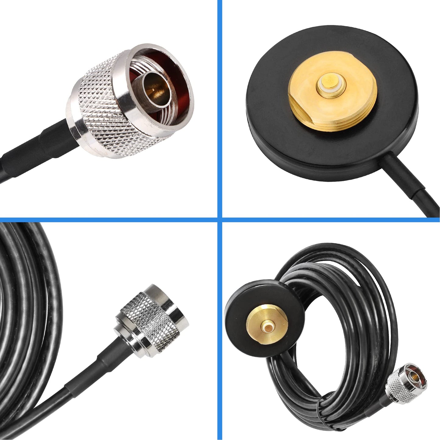 NMO Mount Magnetic Antenna Base with N-J Plug Cable Connector 5M 17ft RG-58 Coaxial Cable for Car Bus Taxi Mobile Radio Antenna
