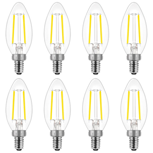 Energetic LED B10 E12 Candelabra Light Bulbs 60 Watt Equivalent, Dimmable LED Chandelier Light Bulbs, Daylight 5000K, 500 Lumen, 5W CRI 80+, UL