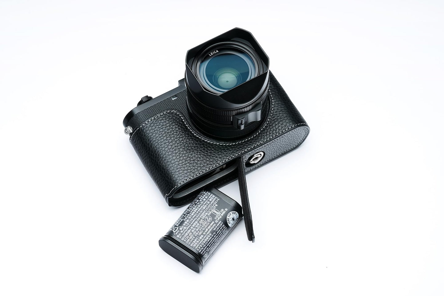 Camera Case for Leica Q3, BMAOLLONGB Handmade Genuine Real Leather Half Camera Case Bag Cover for Leica Q3 Camera Bottom Opening Version + Hand Strap