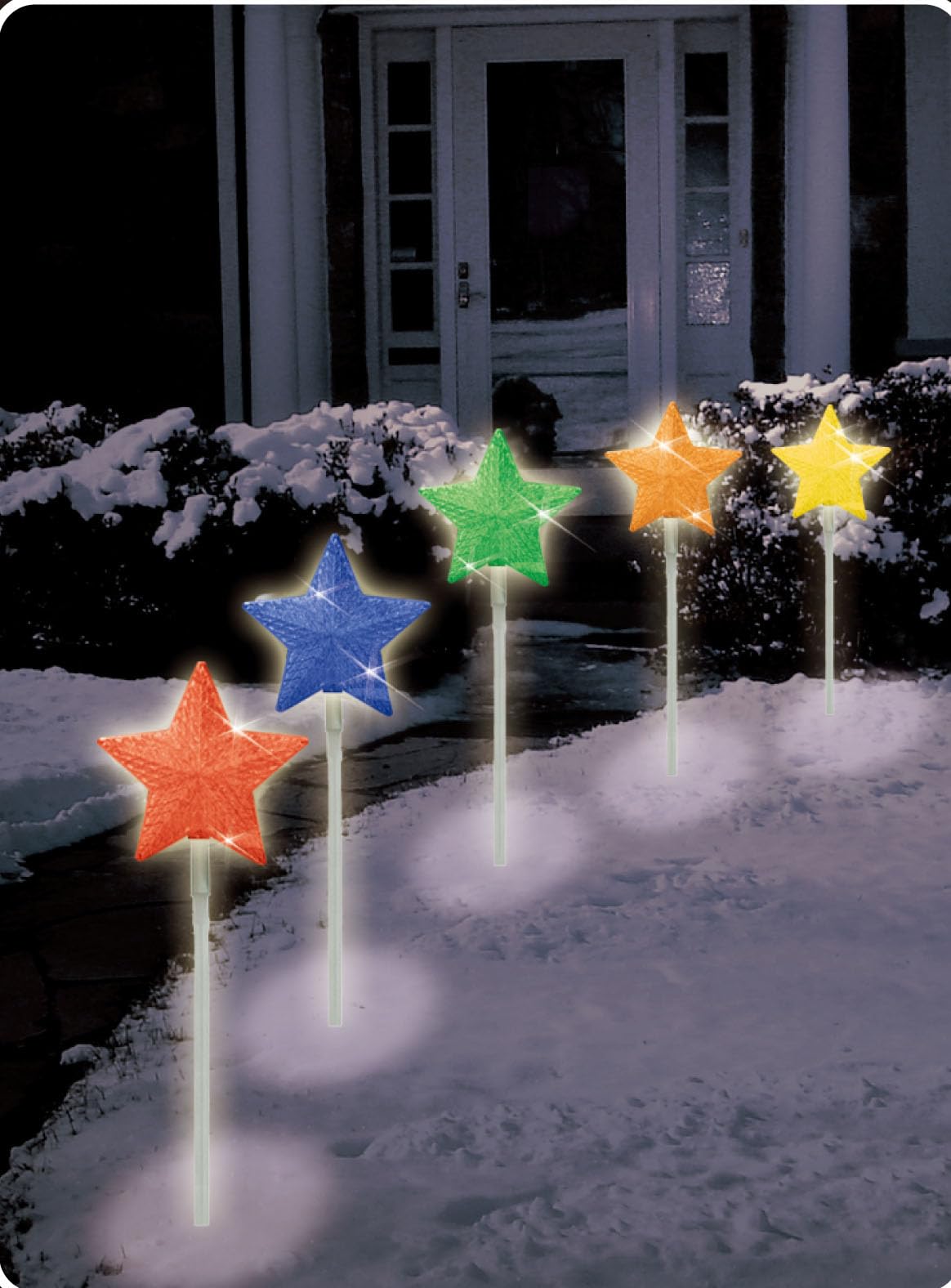 Brite Star 5 ct 23.25 in H Symphony of Lights Color Changing Light Show Star Pathmarkers