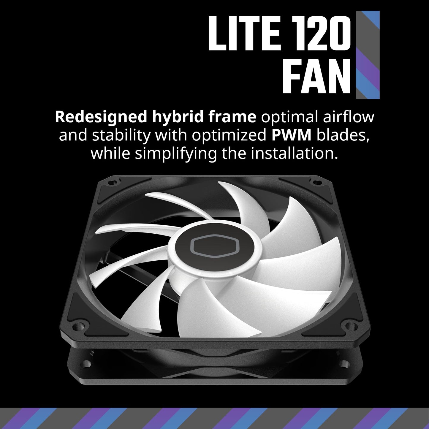 Cooler Master MF120 Lite 120mm PC Case Fan|Liquid Cooler|Air Cooler 3-Pack, 120mm aRGB Lighting, aRGB Splitter, Dynamic PWM 1,750 RPM, Air Balance