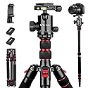 Camera Tripod, 80" Aluminum Heavy Duty Camera Tripod Stand with 360° Ball Head, Phone Holder & Carry Bag, Professional Camera Tripods & Monopods