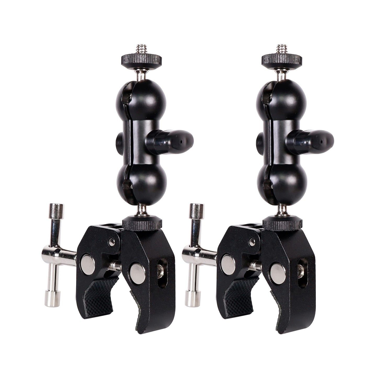 QYXINC Cool Dual Ball head Magic Arm Adapter Camera Clamp Mount Super Clamp with 1/4 and 3/8 Thread, for DSLR Camera Rig, LED Light, Flash Light