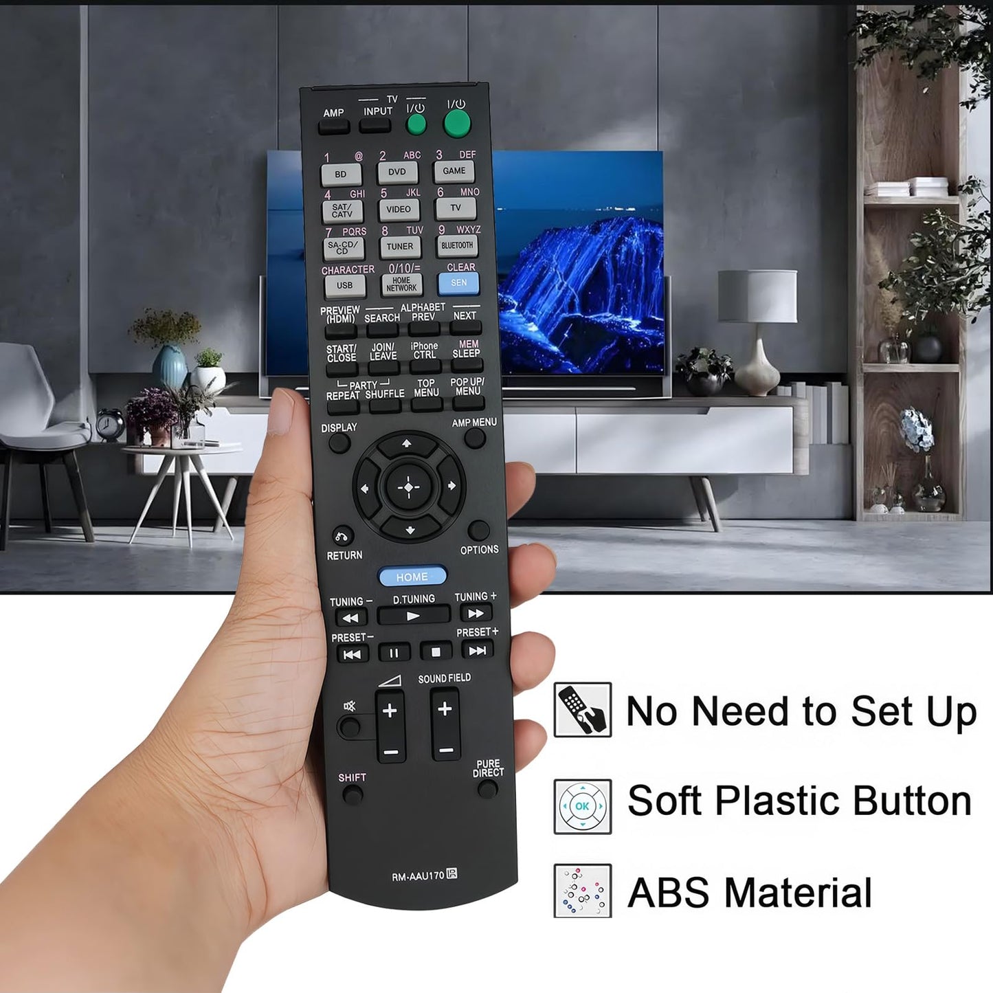 Replacement Remote Control Compatible for Sony STR-DN840 RMAAU170 149205111 STR-DH540 STR-DH740 STR-DH550 Audio/Video AV Receiver Home Theater System