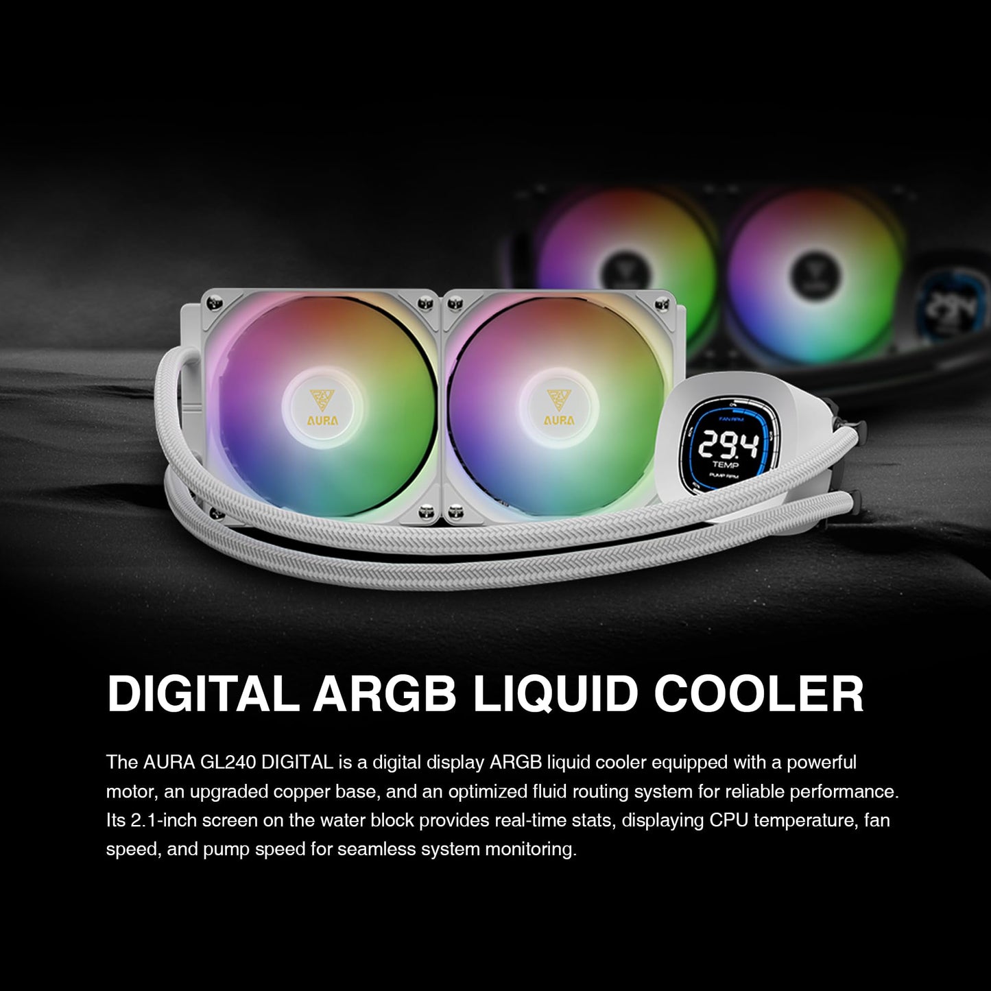 GAMDIAS Aura GL240 Digital AIO PC CPU Liquid Cooler