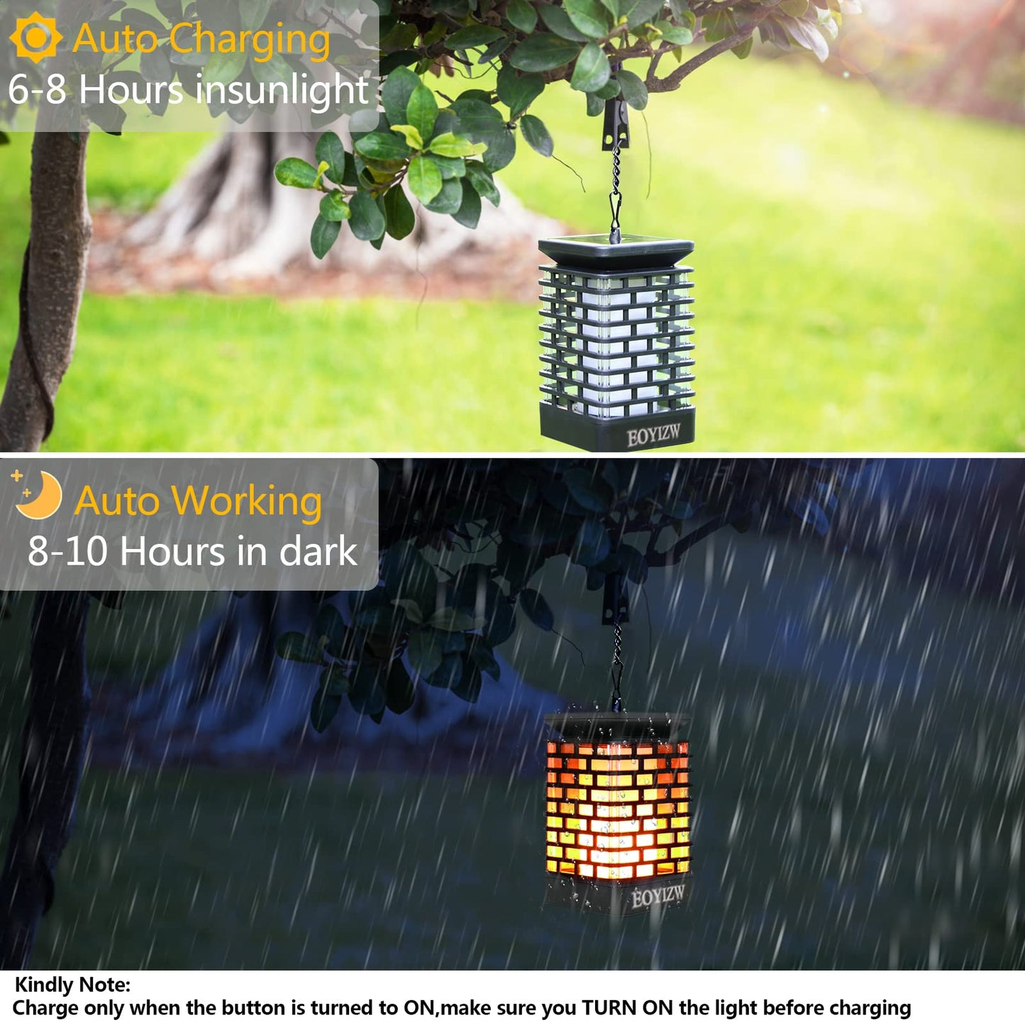 EOYIZW Solar Outdoor Lights 2 Pack- 99 LEDs Flickering Flame Solar Lantern for Garden Decor- IP65 Waterproof Garden Decor for Halloween Patio Yard