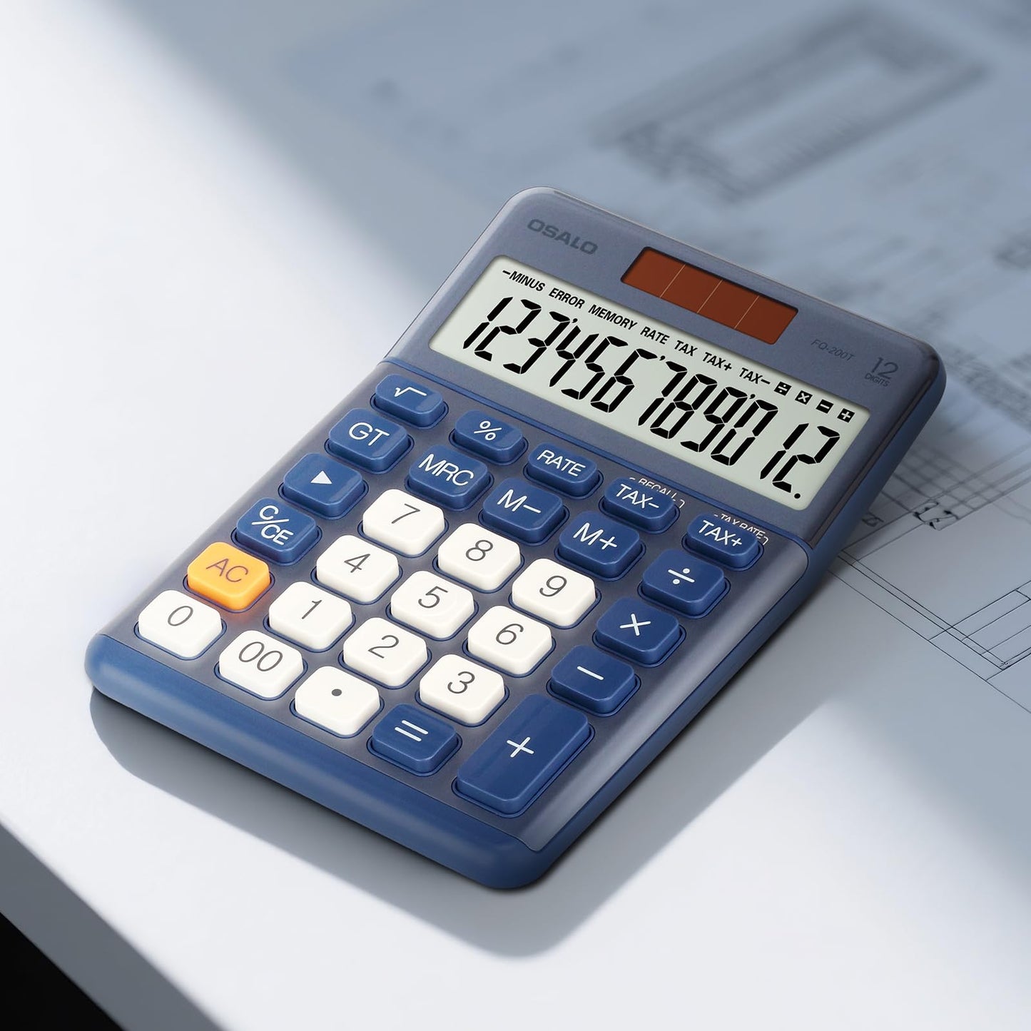 Pendancy Office Small Calculator Desktop with Tax+/- for Tax Calculation, 12 Digit Large LCD Display, Solar Battery Power, Durable Portable Design