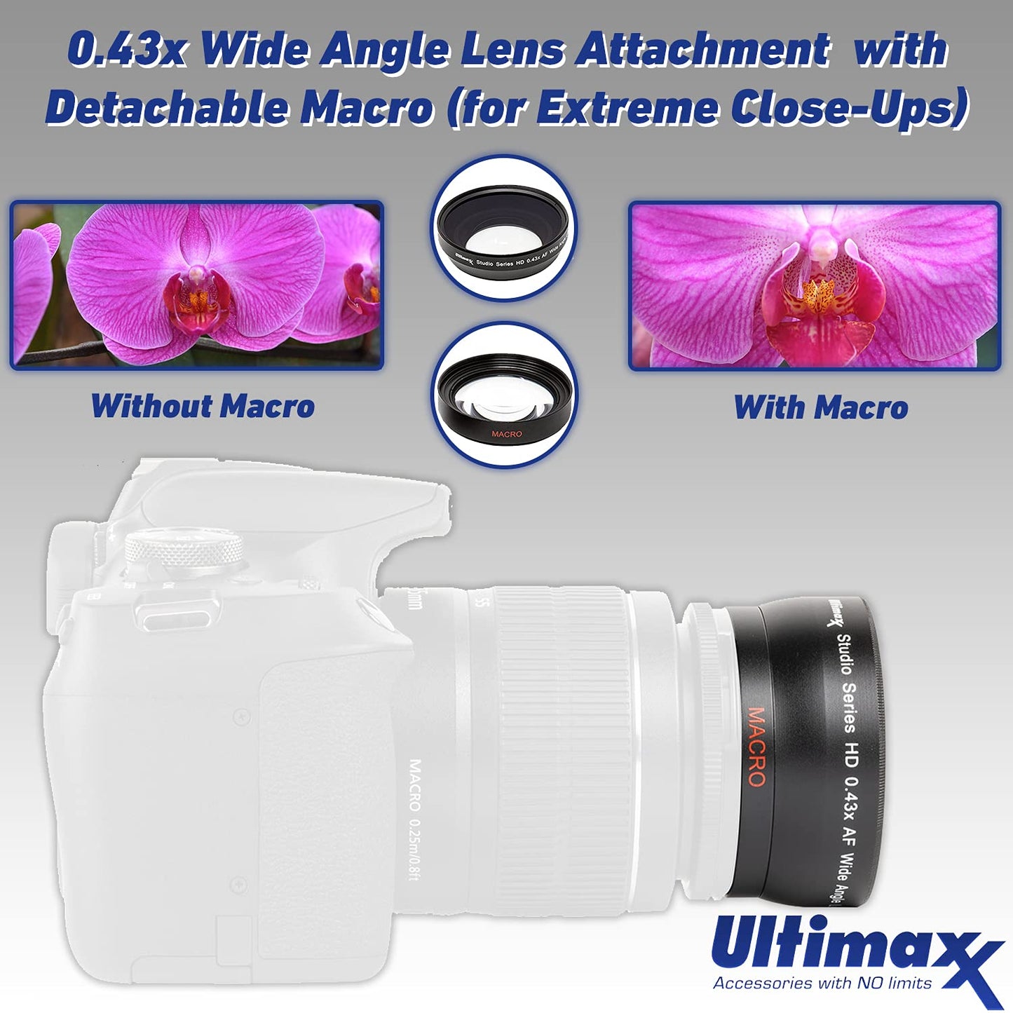 Ultimaxx 49mm Accessory Kit for Canon EOS M, M10, M100, M200, M50, M50, Mark II, Rebel SL1 &More - Includes: Ultra 64GB SDXC, 0.43x Wide Angle Lens