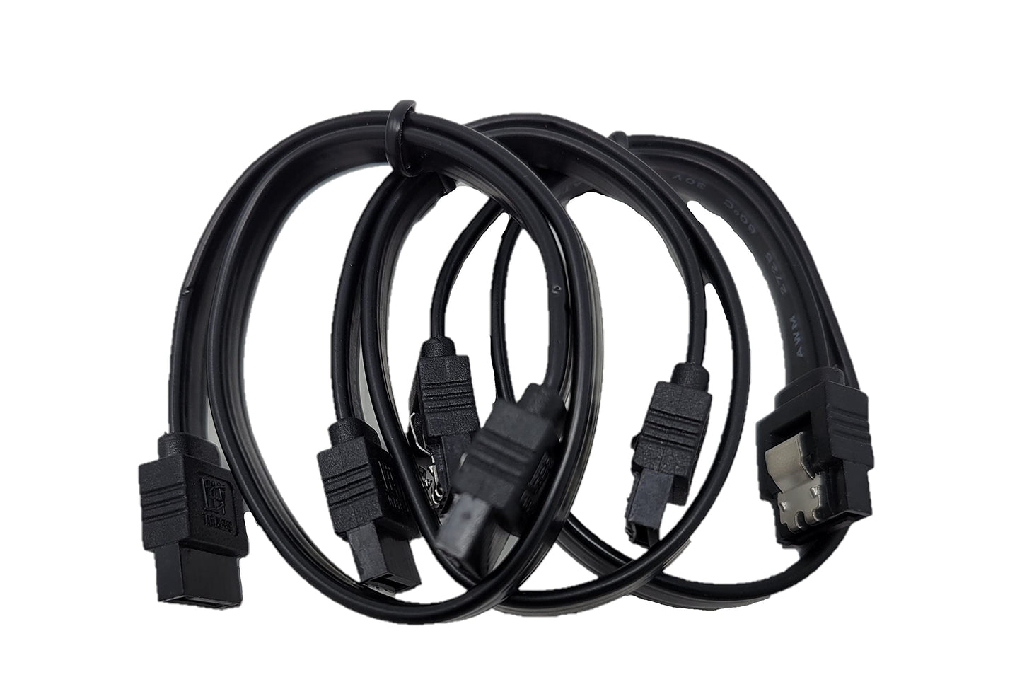 MICRO CONNECTORS 12" SATA III Straight Cable with Locking Latch (Black) 3-Pack (F03-03MSSB-3P)