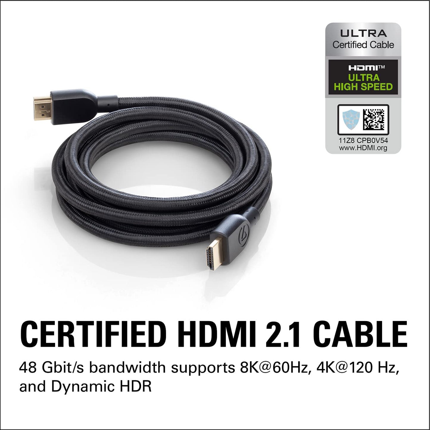 Elgato Ultra High Speed HDMI Cable - Certified HDMI 2.1, 48 Gbit/s, Supports 8K@60Hz, 4K@120Hz, Dynamic HDR, eARC, Dolby Atmos, Compatible with HD60
