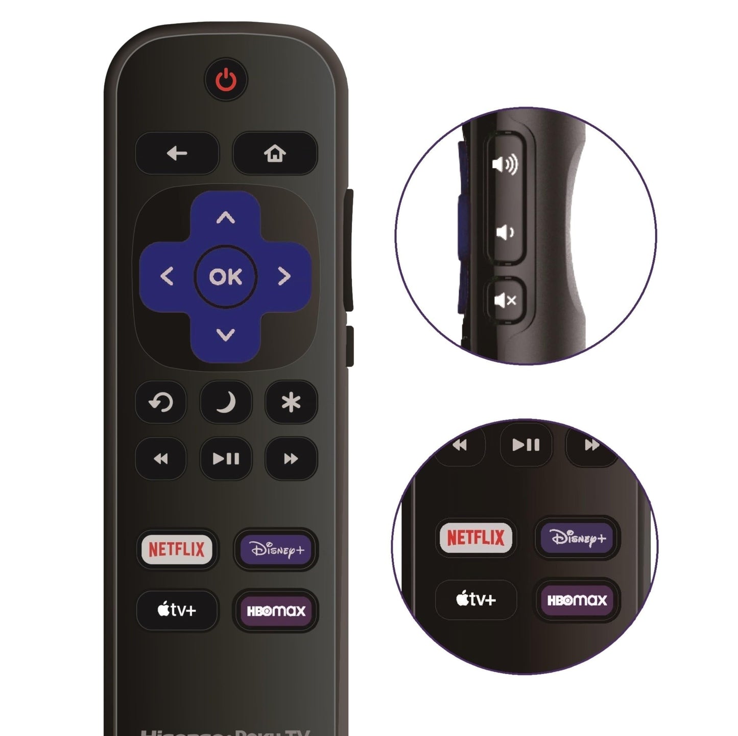 Replacement Remote Control Compatible with All Hisense Roku TV Smart 4K Ultra HDTV?Only Work with Hisense Roku TV, Not for Roku Stick and Roku