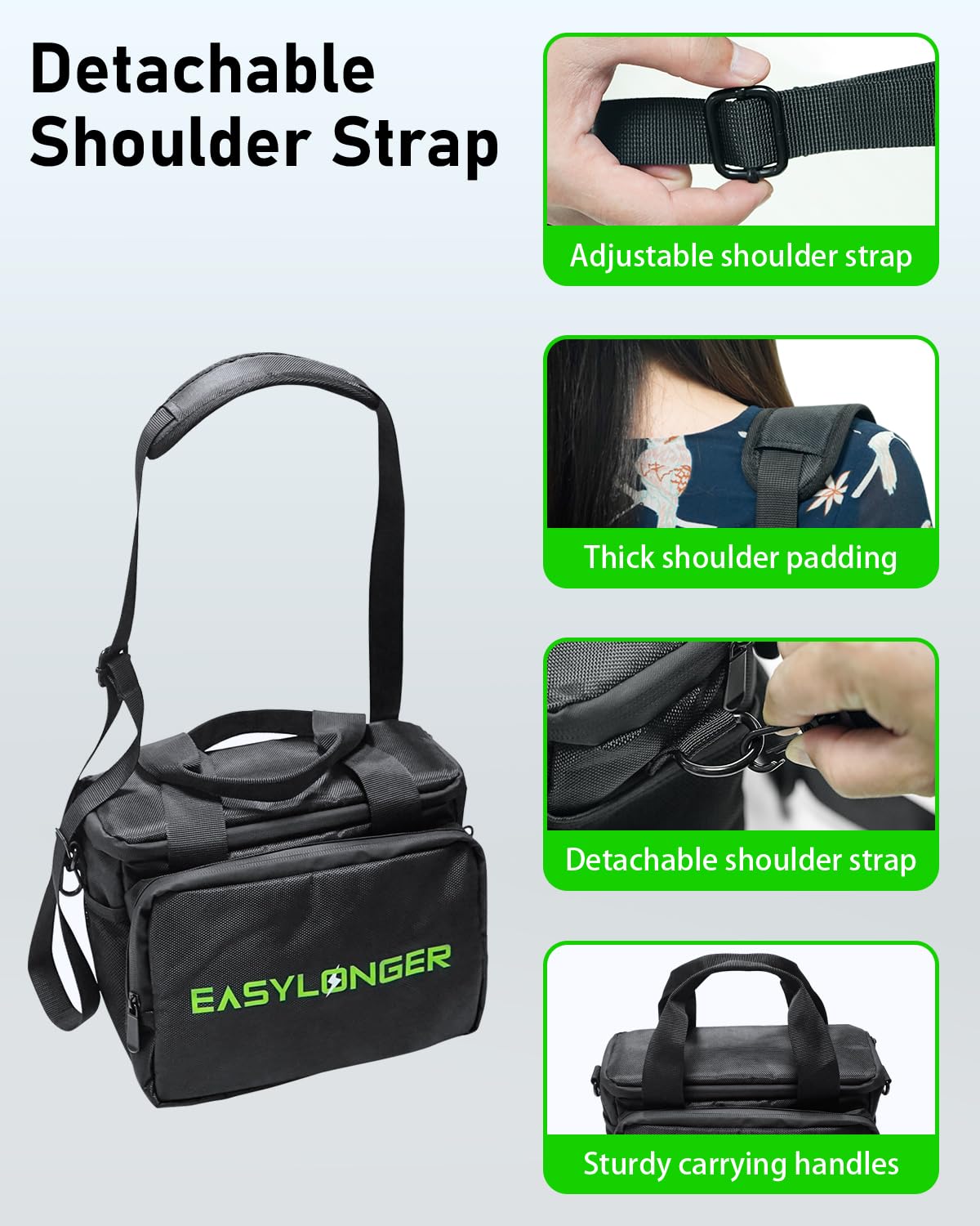 EASYLONGER Travel Carrying Case Compatible with ES960, ES960 PRO, Apowking R100, Anker SOLIX/A1727, etc. Battery Pack Storage Bag with Cable Organizer