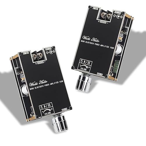 Wuzhi Audio 2PCS ZK-1001B Mono Bluetooth Amplifier Board with TPA316D2 Chip, Wide Voltage Input DC7-24V Peak Output Power 100W, with TWS Pairing