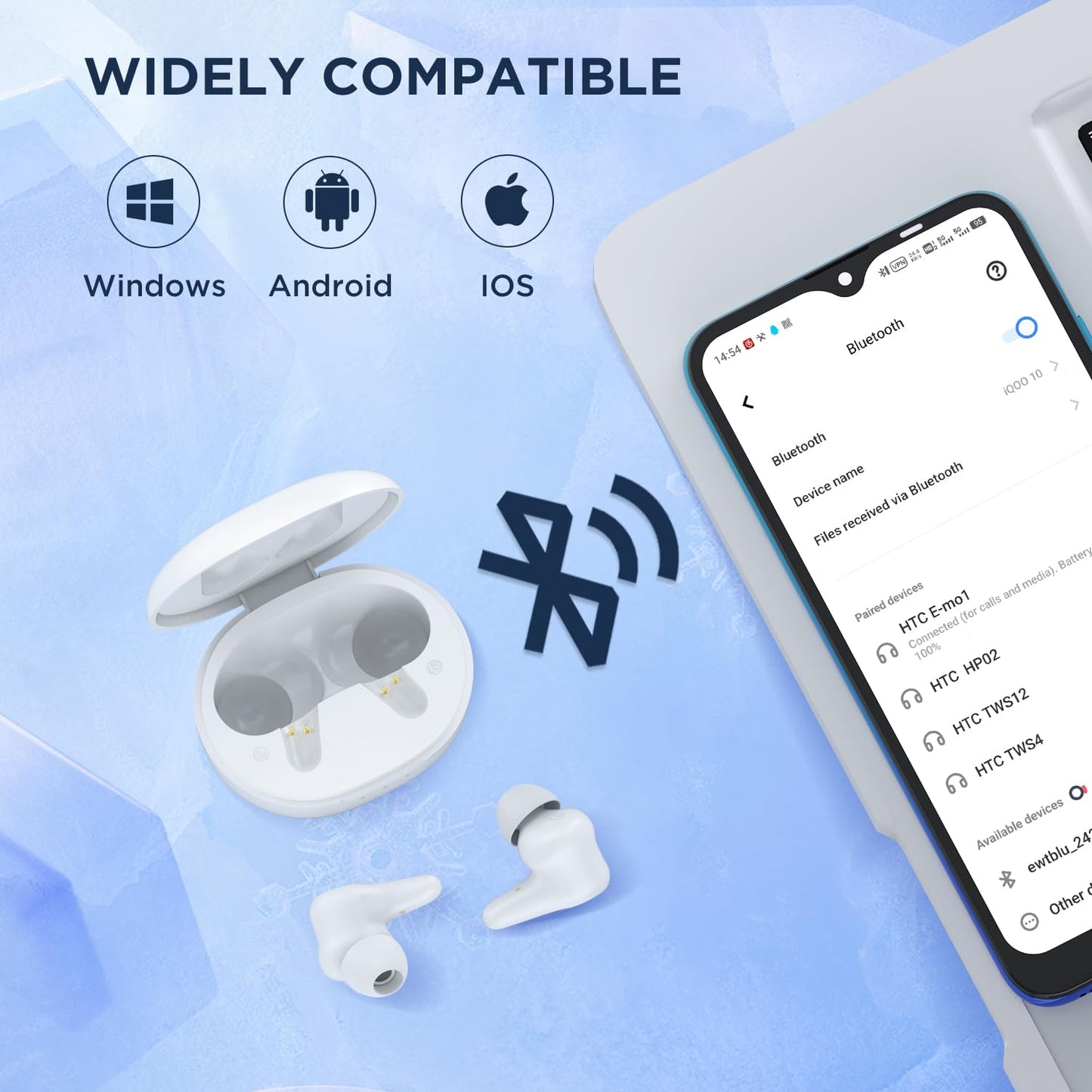 HTC True Wireless Earbuds Plus Active Noise Cancellation, in Ear Headphone Bluetooth 5.3 with USB C Charging Case, 4 Mics ENC Clear Calls, Deep Bass…