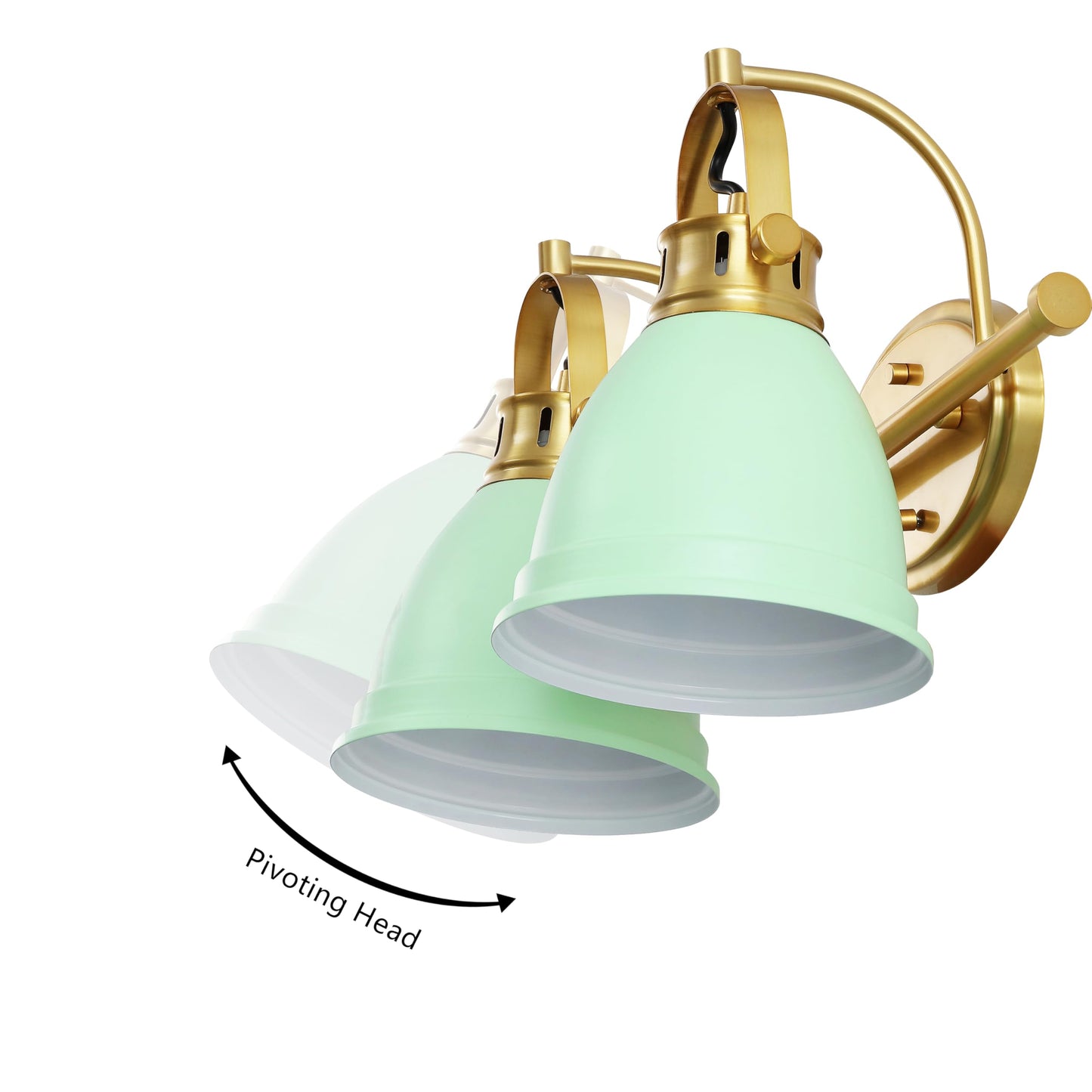 JONATHAN Y 16.25" Mint Green/Brass Gold 2-Light LED Vanity Light, Adjustable Wall Sconce for Bathroom Mirror, Farmhouse Bohemian Kitchen Light, Iron