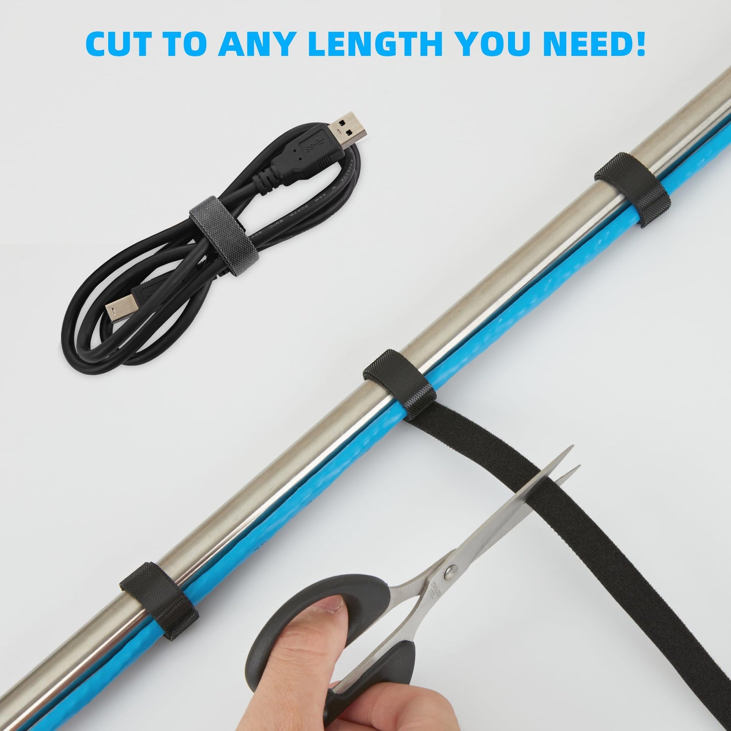 NBTORCH 50 ft x 1/2 inch Hook and Loop Roll, Reusable Fastening Cable Ties, Multi-Purpose Cable Management Wire Ties Cable Straps for Organizing Home