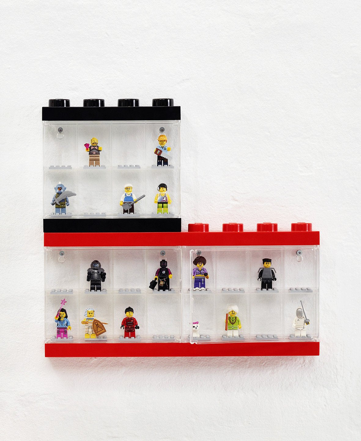 Room Copenhagen Lego Minifigure Display Case, Stackable Storage Container for Collectible Figurines, 8 Stud, Bright Blue