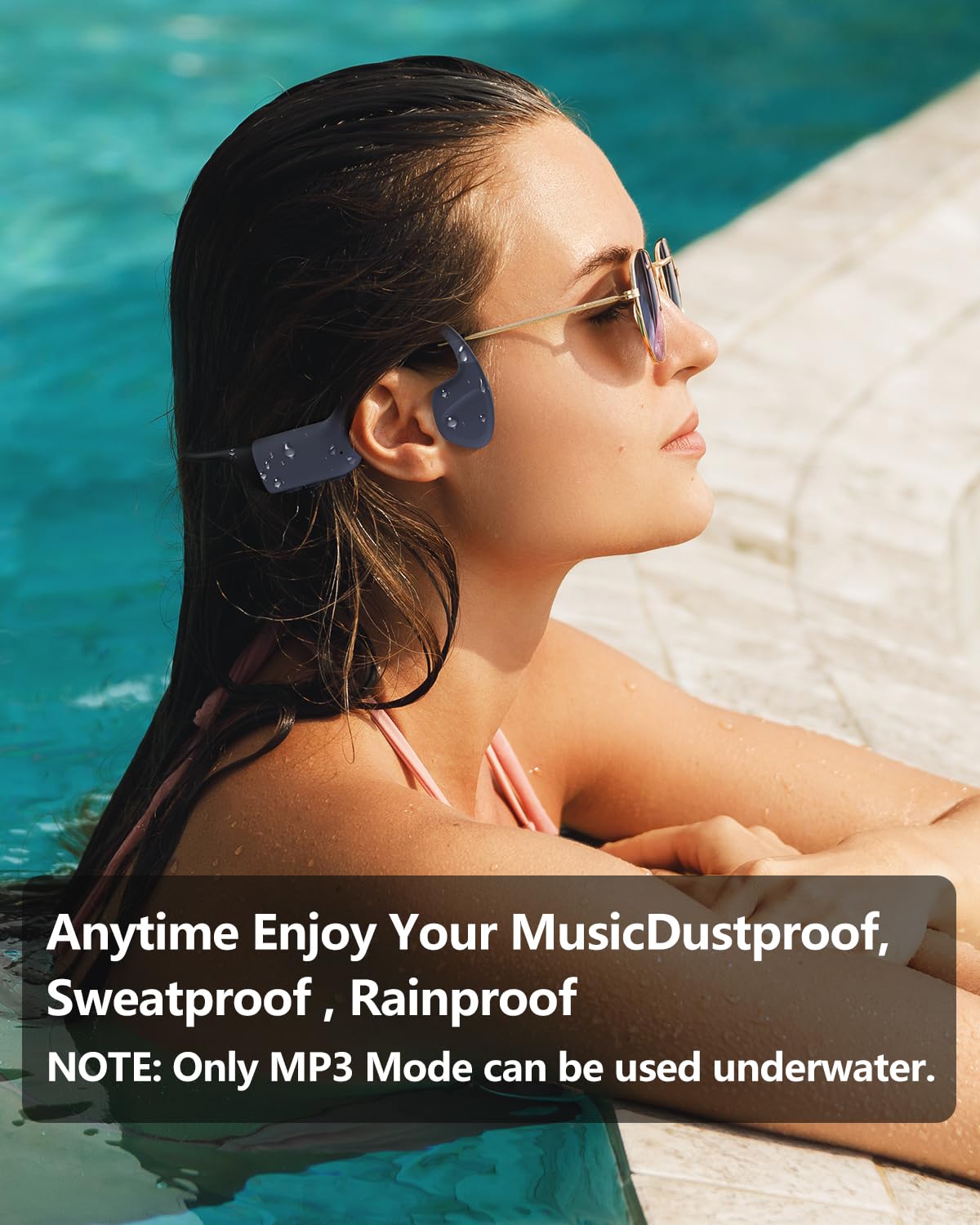 Tevese Bone Conduction Swimming Headphones Underwater, IPX8 Waterproof Bluetooth 5.4 Open Ear Headphones with 32G MP3 Memory for Swimming, Running…