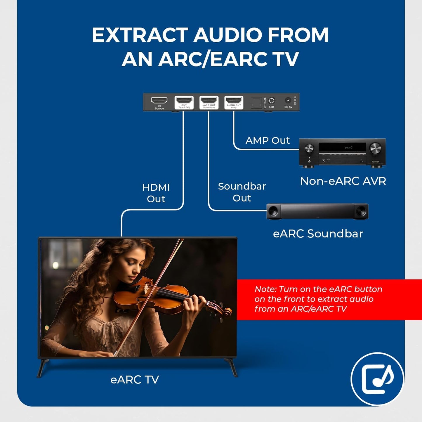 OREI eARC 4K 120Hz Audio Extractor, Converter Soundbar ARC Support, HDCP 2.3 - Dolby Atmos, HDR10+, Dolby Digital/DTS Passthrough Dolby Vision