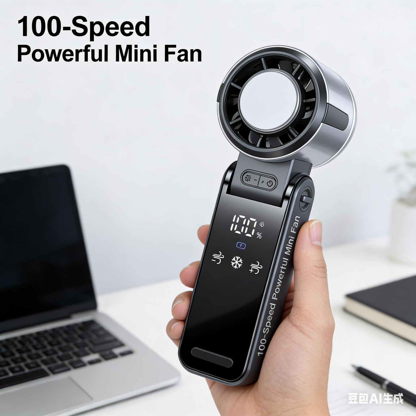 KUHONFIT Handheld Turbo cooling fan,100 Stepless Wind Speed Control, Battery Operated, Up to 12 Working Hours, portable handheld air cooler Fans