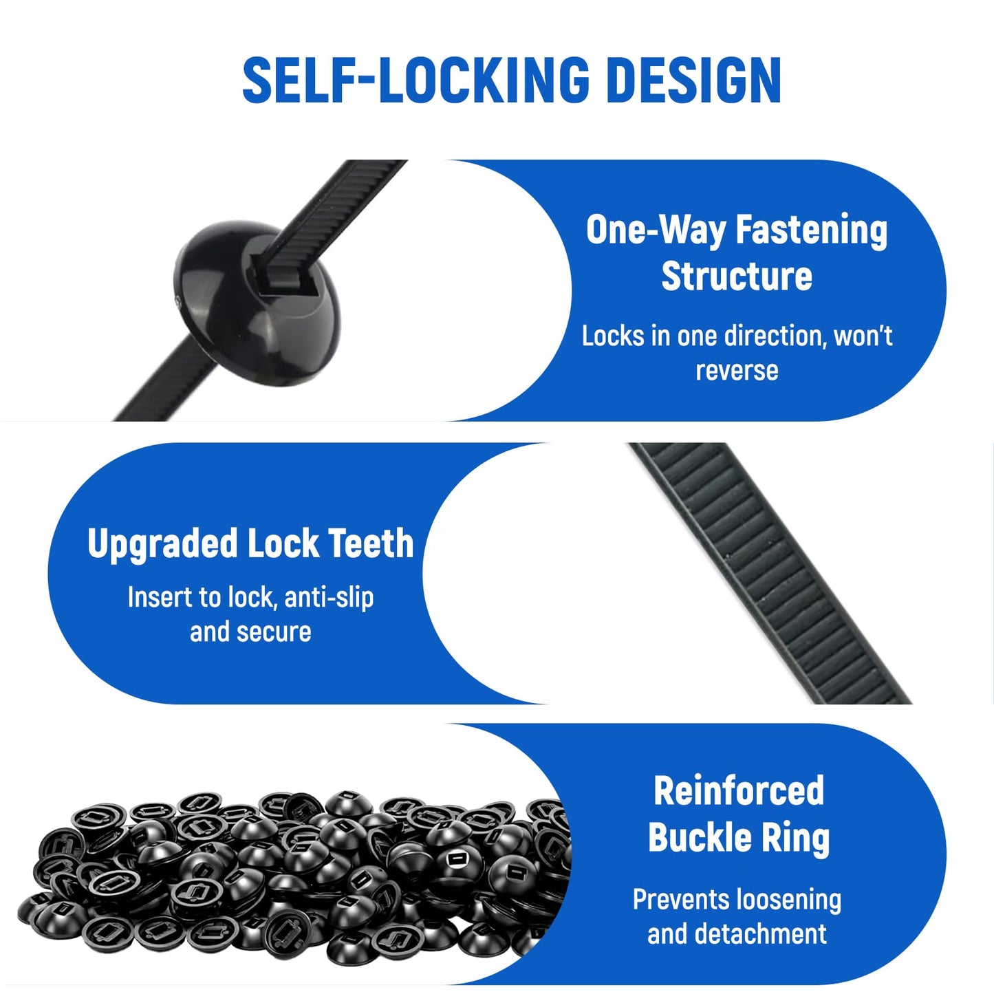 Nylon Universal Cable Tie Buckle, Heavy Duty Self-Locking Nylon Zip Ties Holder, New Multifunctional Cable Tie Buckle for Car Daily Repair (100 Pcs)