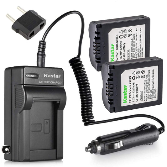 Kastar 2 Pack Battery and Charger for Panasonic CGR-S006A/1B DE-993A DE-993B DE-994 DE-A43B and Panasonic Lumix DMC-FZ30 DMC-FZ35 DMC-FZ38 DMC-FZ50