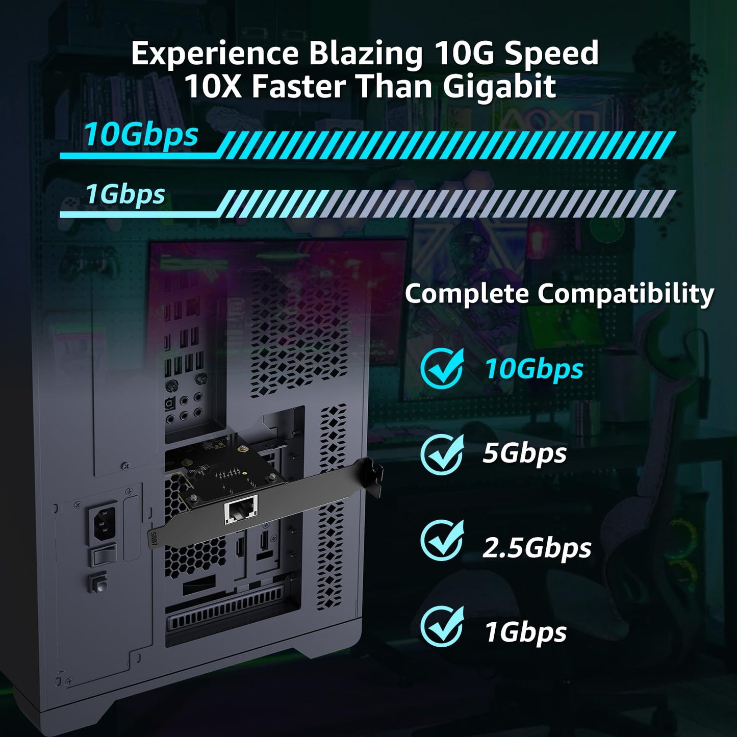 10G PCIe Network Card, YuanLey 10G Base-T Ethernet Card with Marvell AQC113 Conrtoller, PCIE to 10Gb RJ45 Ethernet Adapter NIC Compatible with PCI
