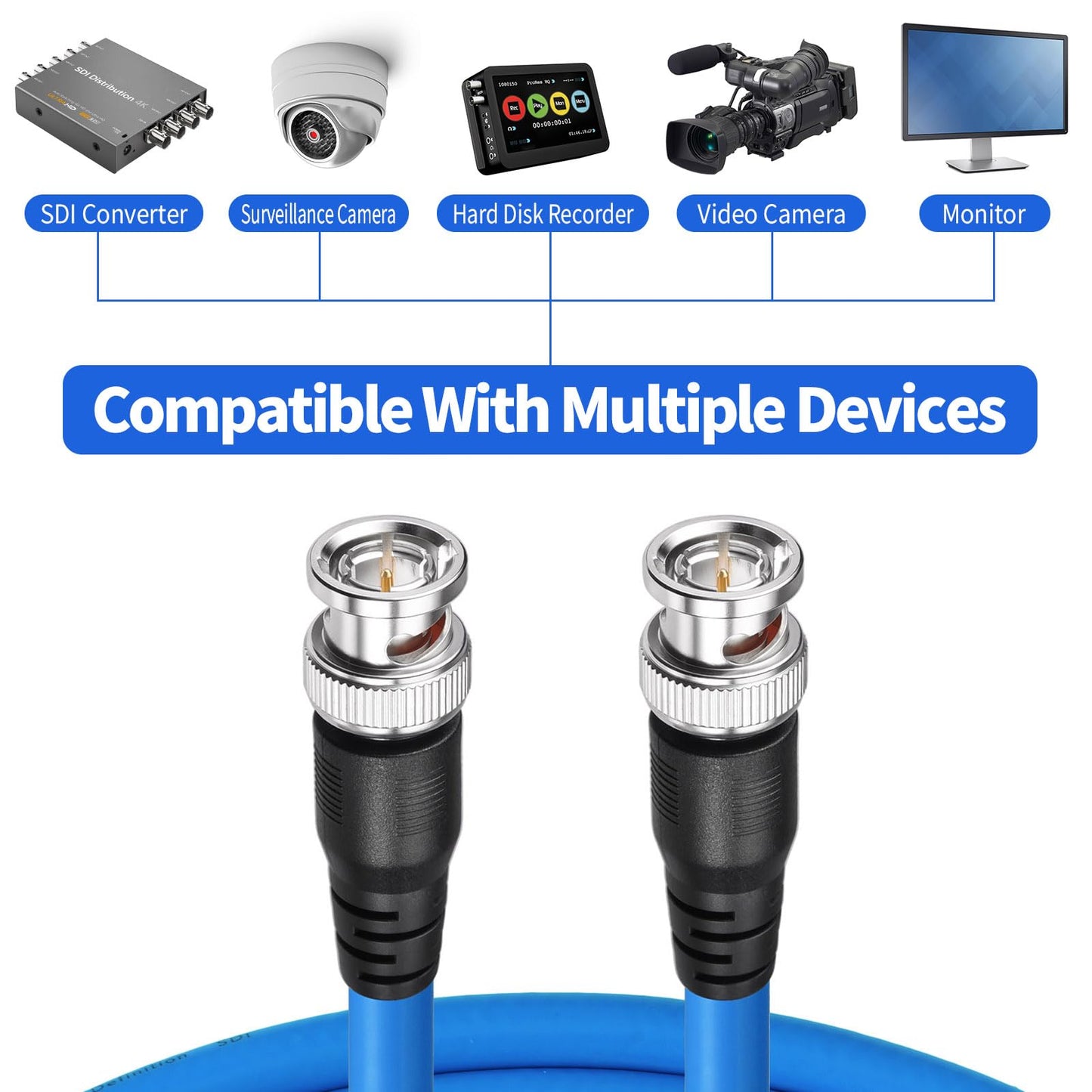 Superbat SDI Cable BNC Cable 3G/6G/12G (Belden 1694A)?10FT/15FT/30FT/50FT/100FT/200FT,Supports HD-SDI/3G-SDI/4K/8K?SDI Video Cable Precision Video