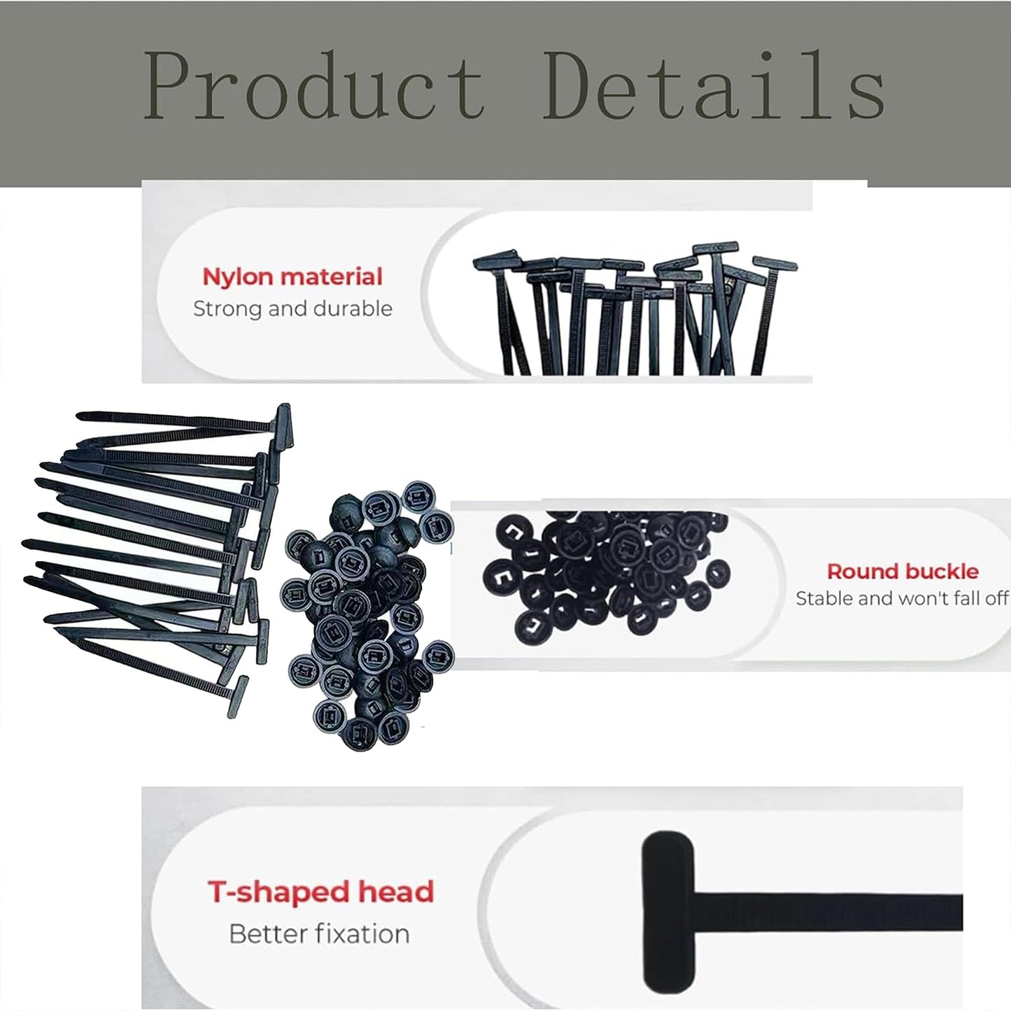 Nylon universal zip tie buckle zipper fastener with pin and button design, multifunctional solution for fixing, organizing and securing cables