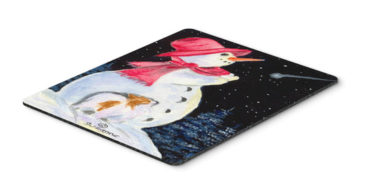 Caroline's Treasures SS8793MP Snowman with Papillon Mouse Pad, Hot Pad or Trivet for Home Office Gaming Working Computers Laptop Mouse Mat,Washable