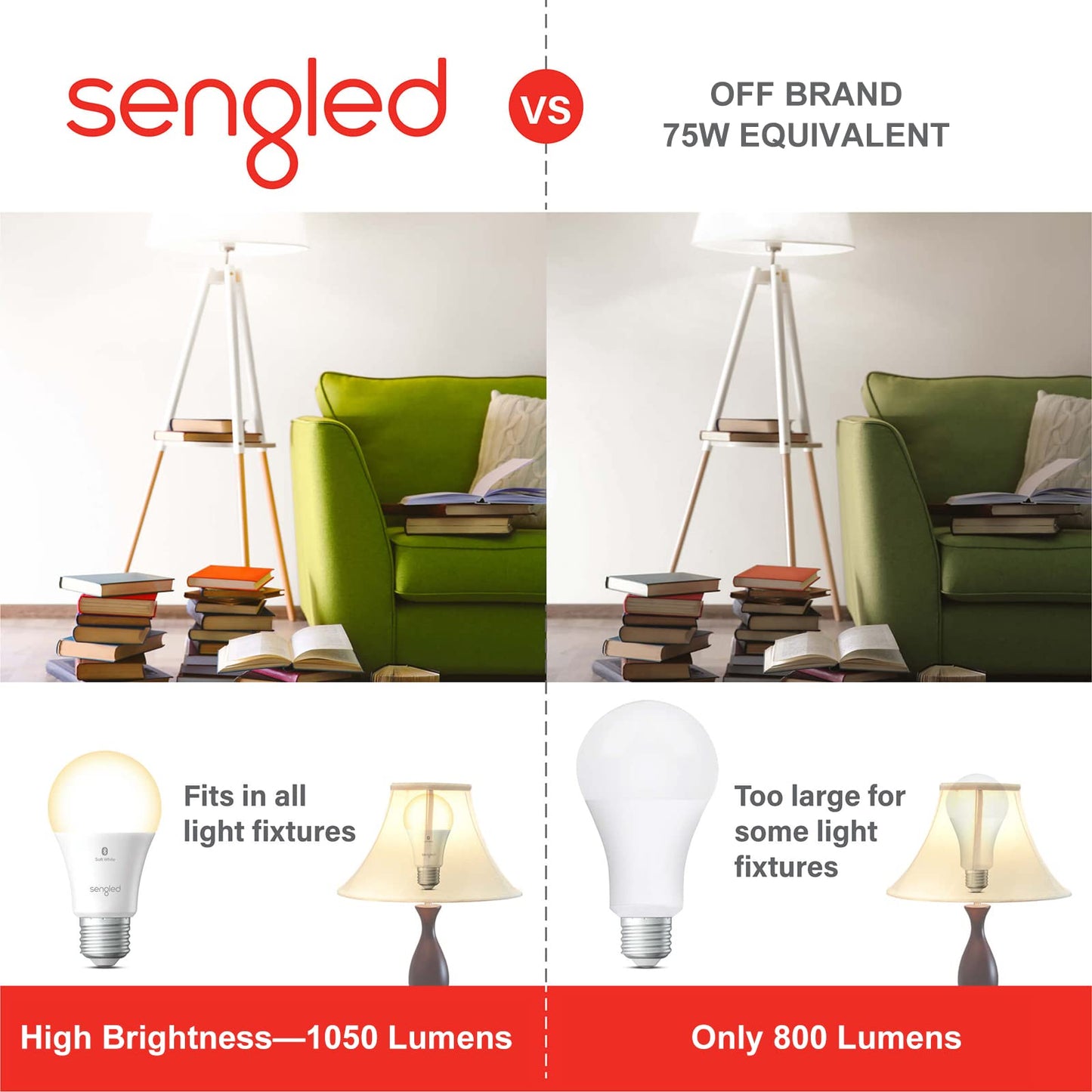 Sengled Alexa Light Bulb 75W Equivalent, Smart Light Bulbs Bluetooth Mesh 1050 LM, Smart Bulbs That Work with Alexa Only 2700K, High Brightness, Soft