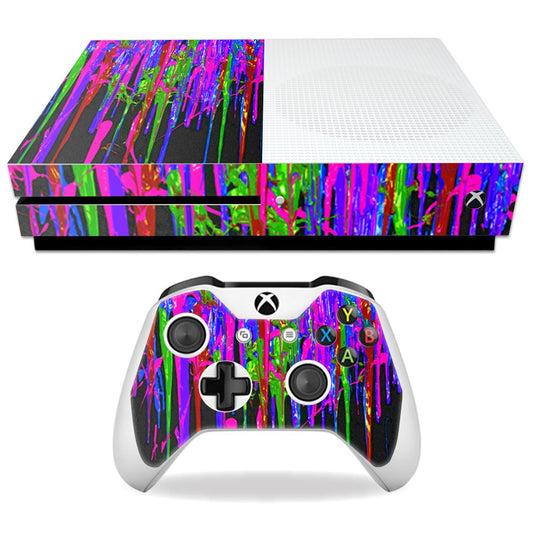 MightySkins Skin Compatible with Microsoft Xbox One S - Drips | Protective, Durable, and Unique Vinyl Decal wrap Cover | Easy to Apply, Remove,