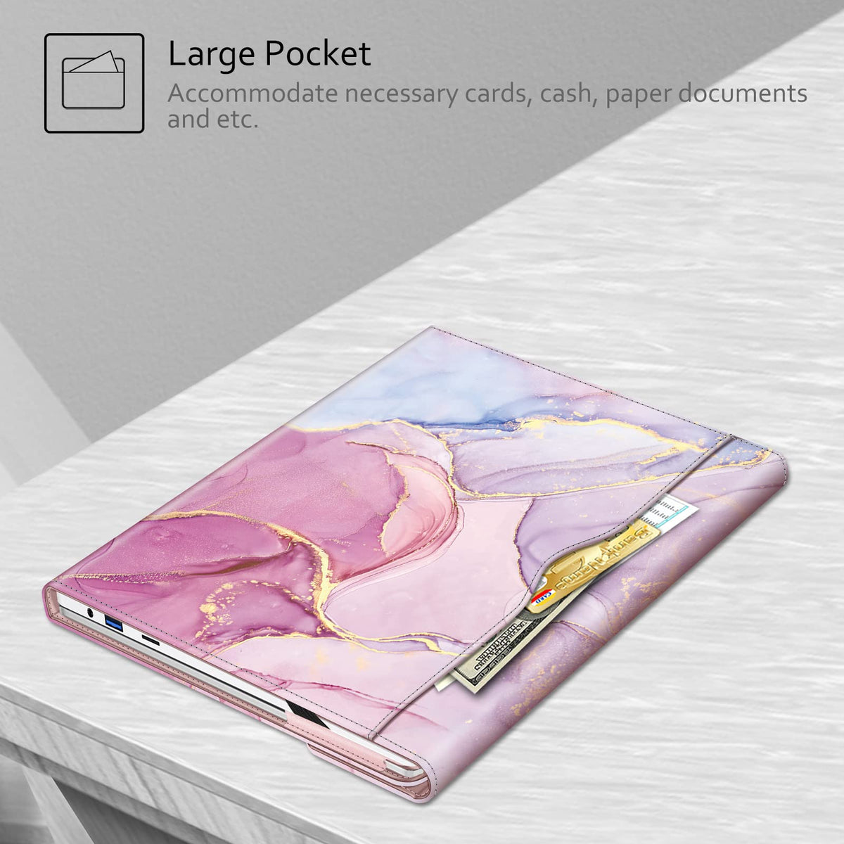 Fintie Sleeve Case Cover for 13.3 Inch Samsung Galaxy Book, Glitter Marble