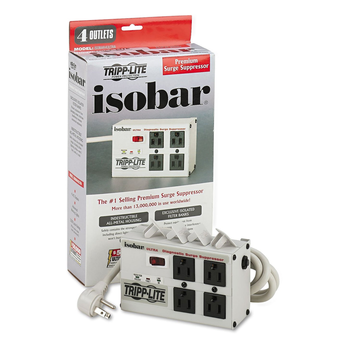 Tripp Lite ISOBAR4ULTRA ISOBAR4ULTRA Isobar Surge Suppressor, 4 Outlets, 6 ft Cord, 3330 Joules