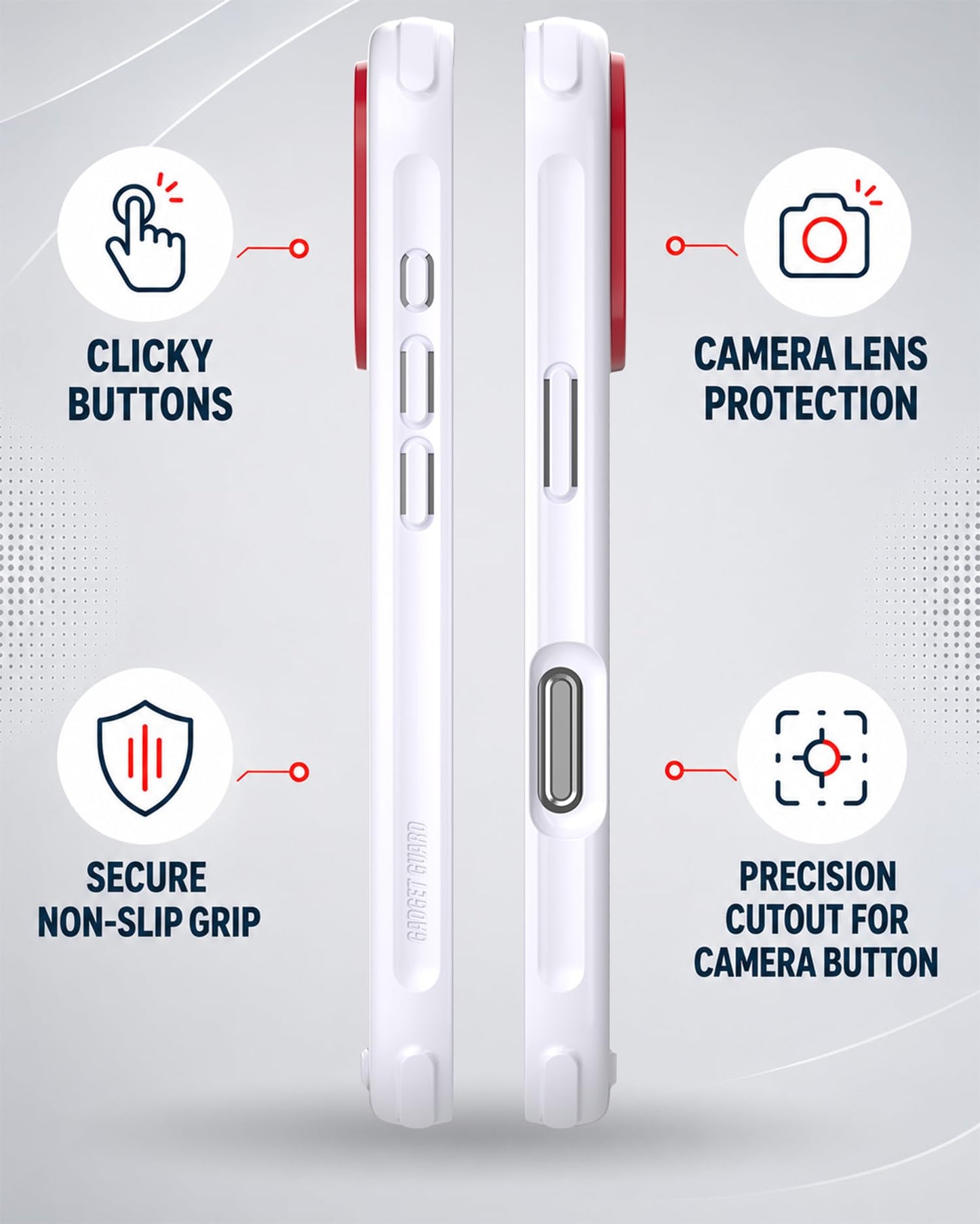 Gadget Guard for iPhone 16 Case for MagSafe, Rugged Phone Cover White