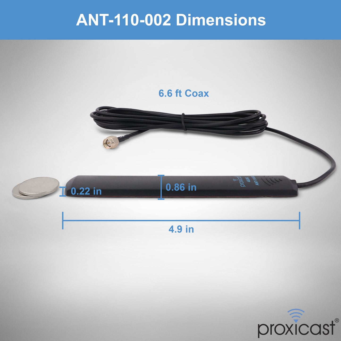 Proxicast 4G / 5G 3.5 dBi Omni-Directional Adhesive Mount Low Profile Flat Stick-On Antenna with 6.6 ft Coax & SMA Male - Compatible with Cradlepoint