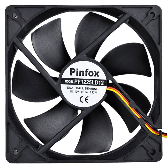 Pinfox 12V DC 120mm Quiet Cooling Fan Silent, Variable Speed Control by 5V to 12V Input, Dual Ball Bearings 3 Pin for PC Computer Case, Home Theater