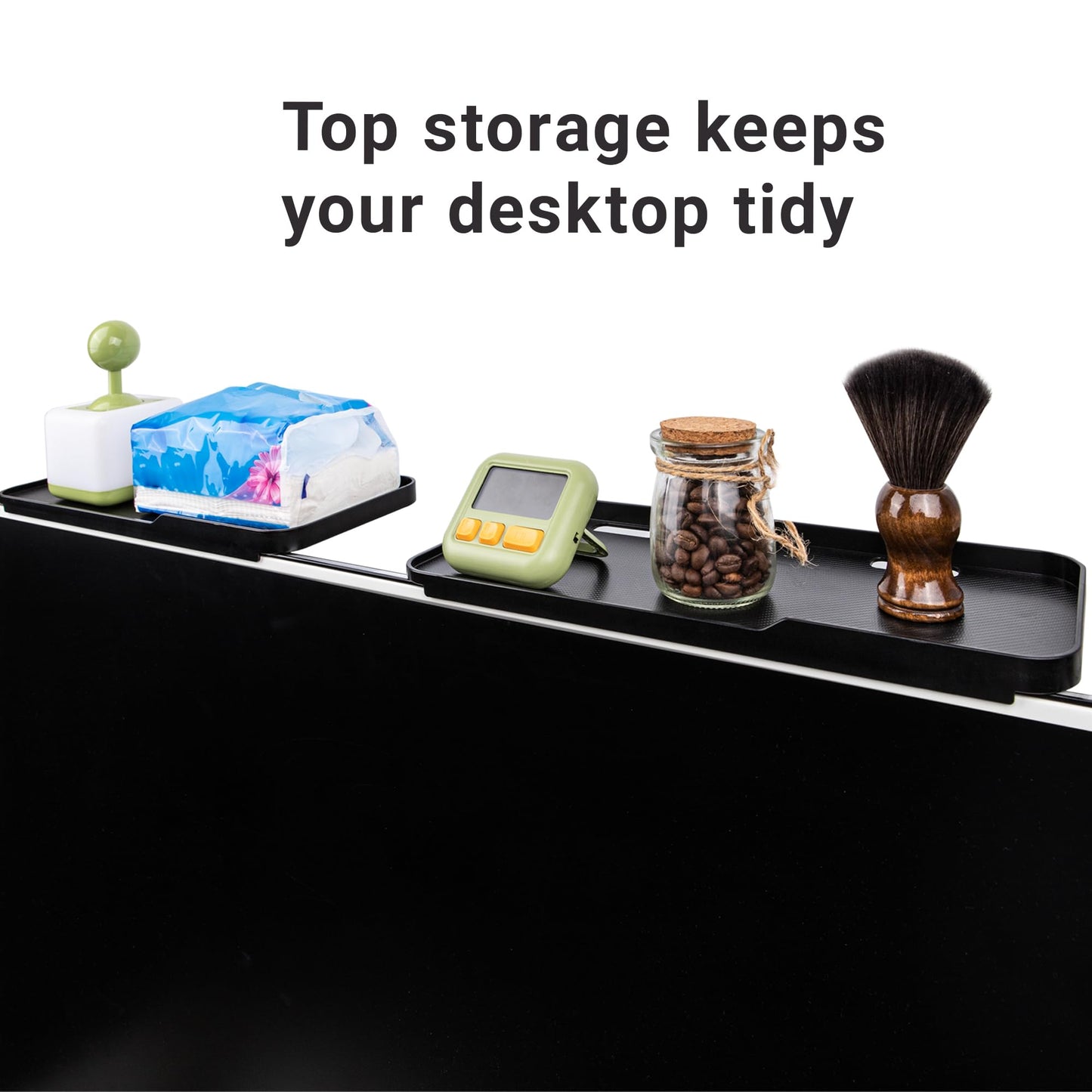 Umbrotiger Ergonomic Monitor Stand with 2 Storage Shelves and Cable Holes - Space-saving gaming/office desk storage rack, suitable